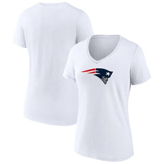 New England Patriots Women's Primary Team Logo V-Neck T-Shirt White | NFL