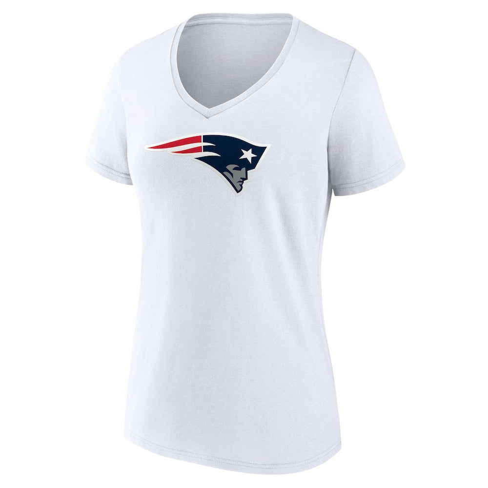 New England Patriots Women's Primary Team Logo V-Neck T-Shirt White | NFL