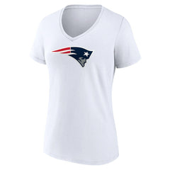 New England Patriots Women's Primary Team Logo V-Neck T-Shirt White | NFL