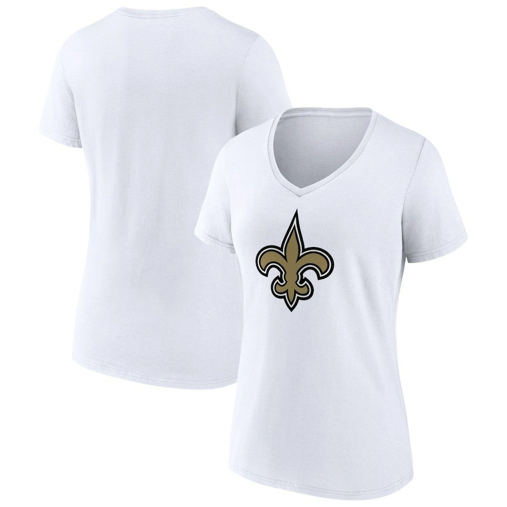 New Orleans Saints Women's Primary Team Logo V-Neck T-Shirt White | NFL