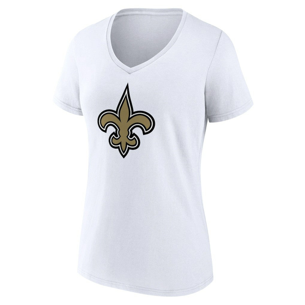 New Orleans Saints Women's Primary Team Logo V-Neck T-Shirt White | NFL