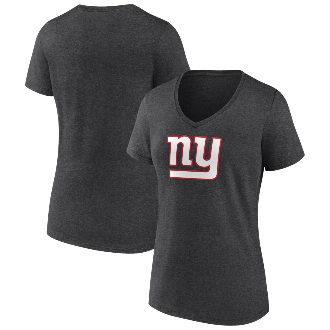 New York Giants Women's Primary Team Logo V-Neck T-Shirt Charcoal | NFL
