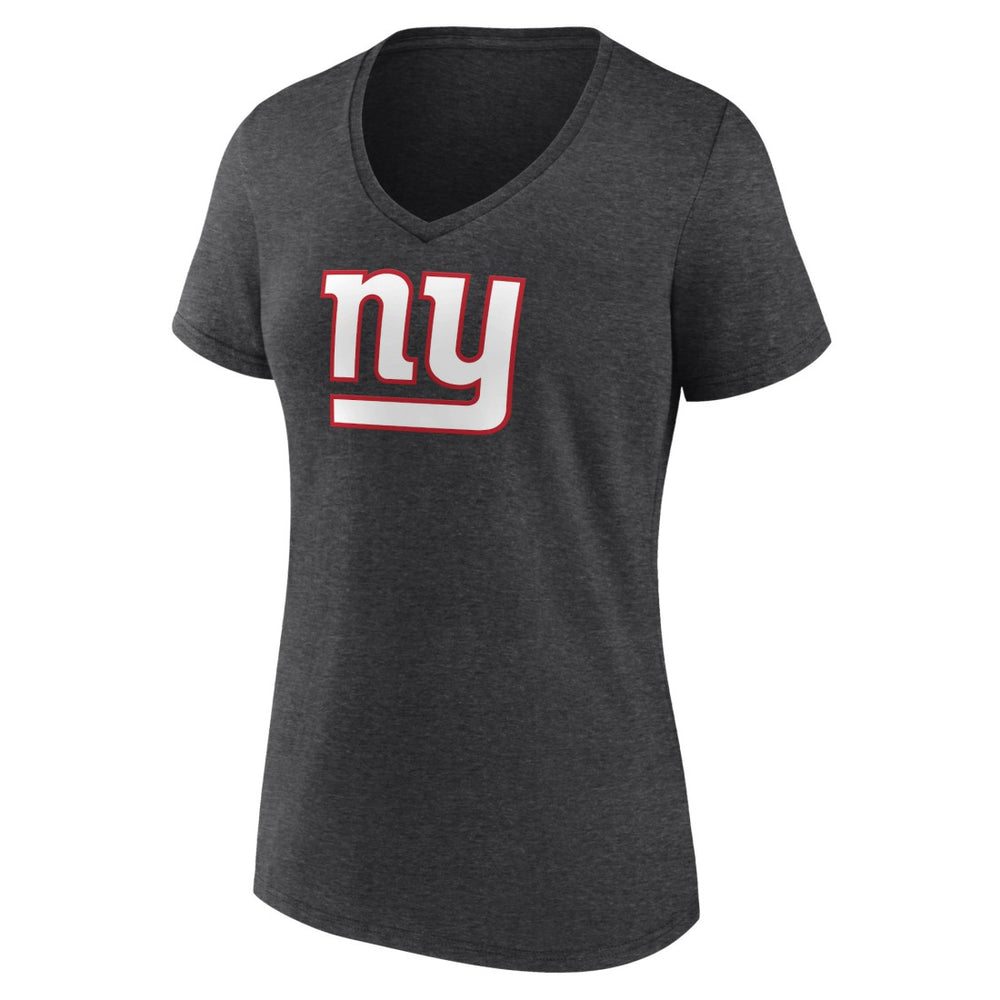 New York Giants Women's Primary Team Logo V-Neck T-Shirt Charcoal | NFL