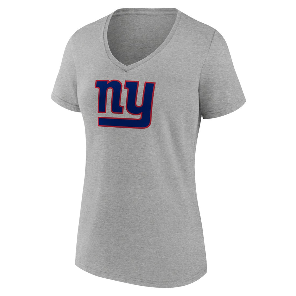 New York Giants Women's Primary Team Logo V-Neck T-Shirt Heather Gray | NFL