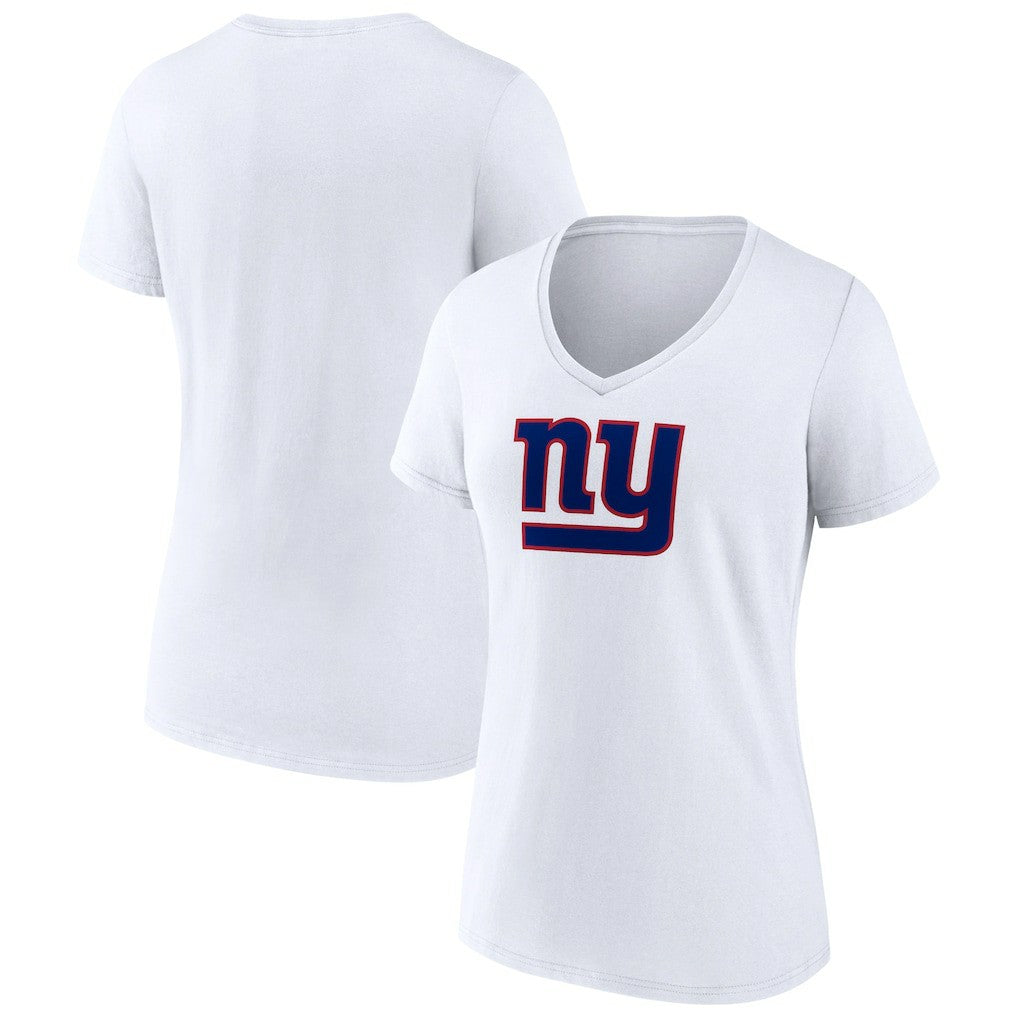 New York Giants Women's Primary Team Logo V-Neck T-Shirt White | NFL