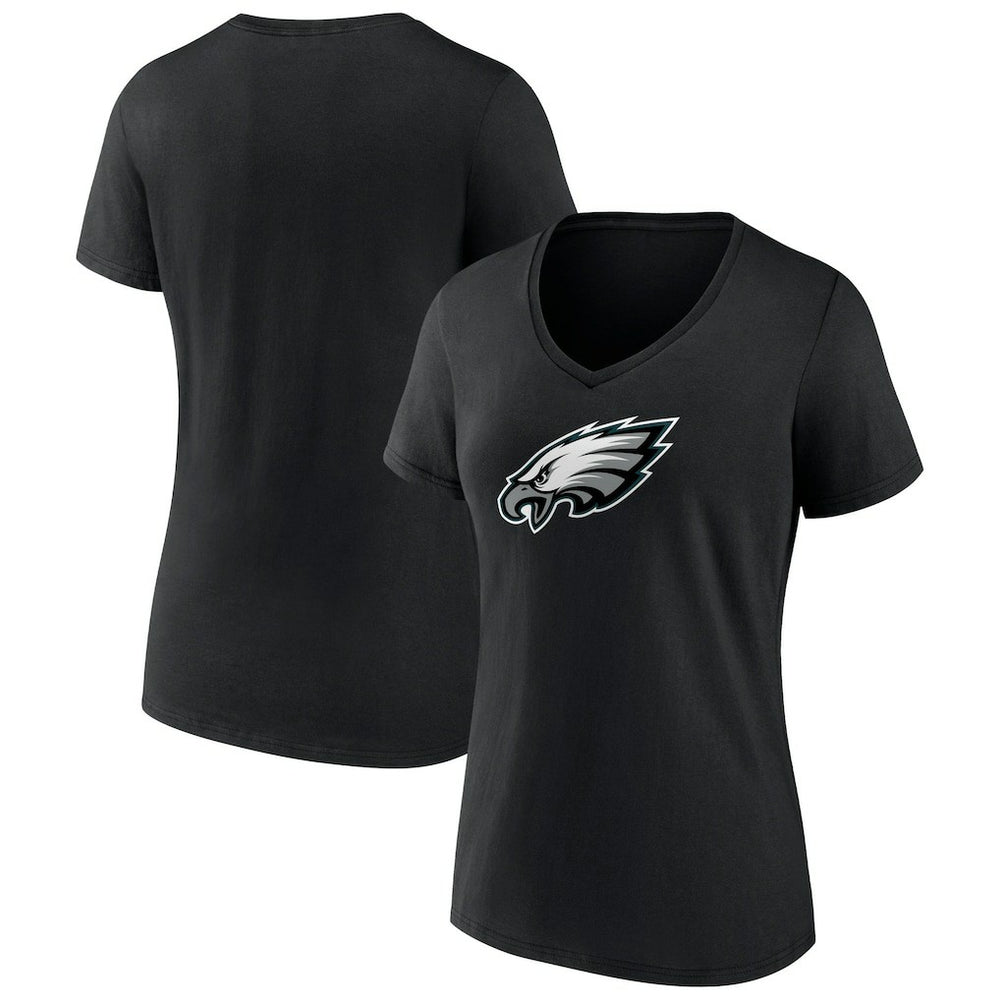 Philadelphia Eagles Women's Primary Team Logo V-Neck T-Shirt Black | NFL
