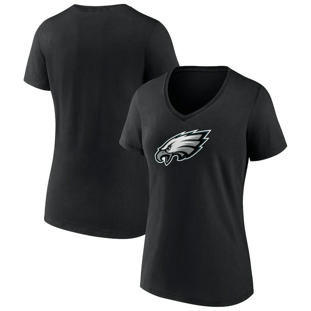 Philadelphia Eagles Women's Primary Team Logo V-Neck T-Shirt Black | NFL