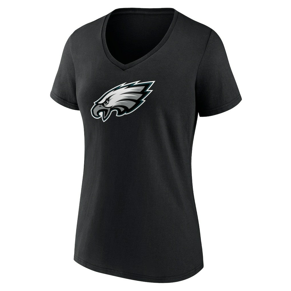 Philadelphia Eagles Women's Primary Team Logo V-Neck T-Shirt Black | NFL