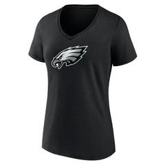 Philadelphia Eagles Women's Primary Team Logo V-Neck T-Shirt Black | NFL