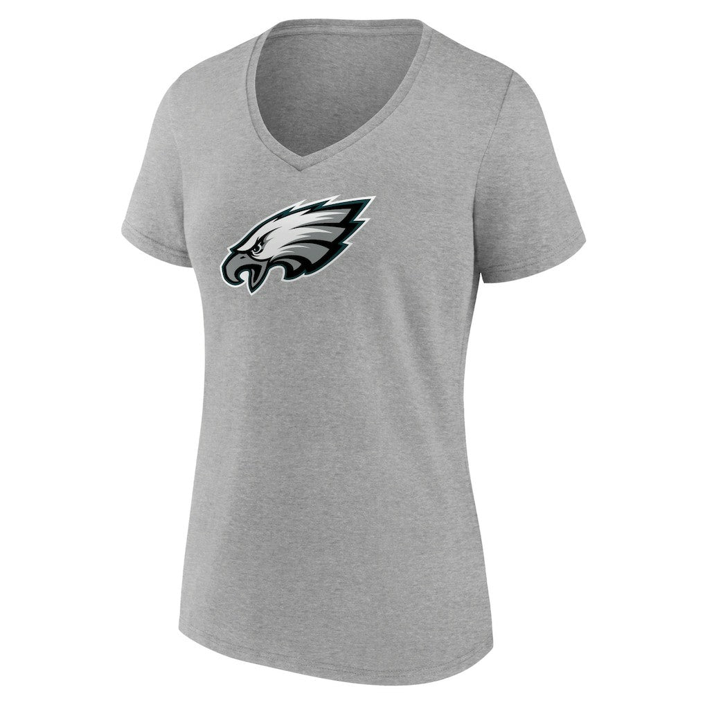 Philadelphia Eagles Women's Primary Team Logo V-Neck T-Shirt Heather Gray | NFL