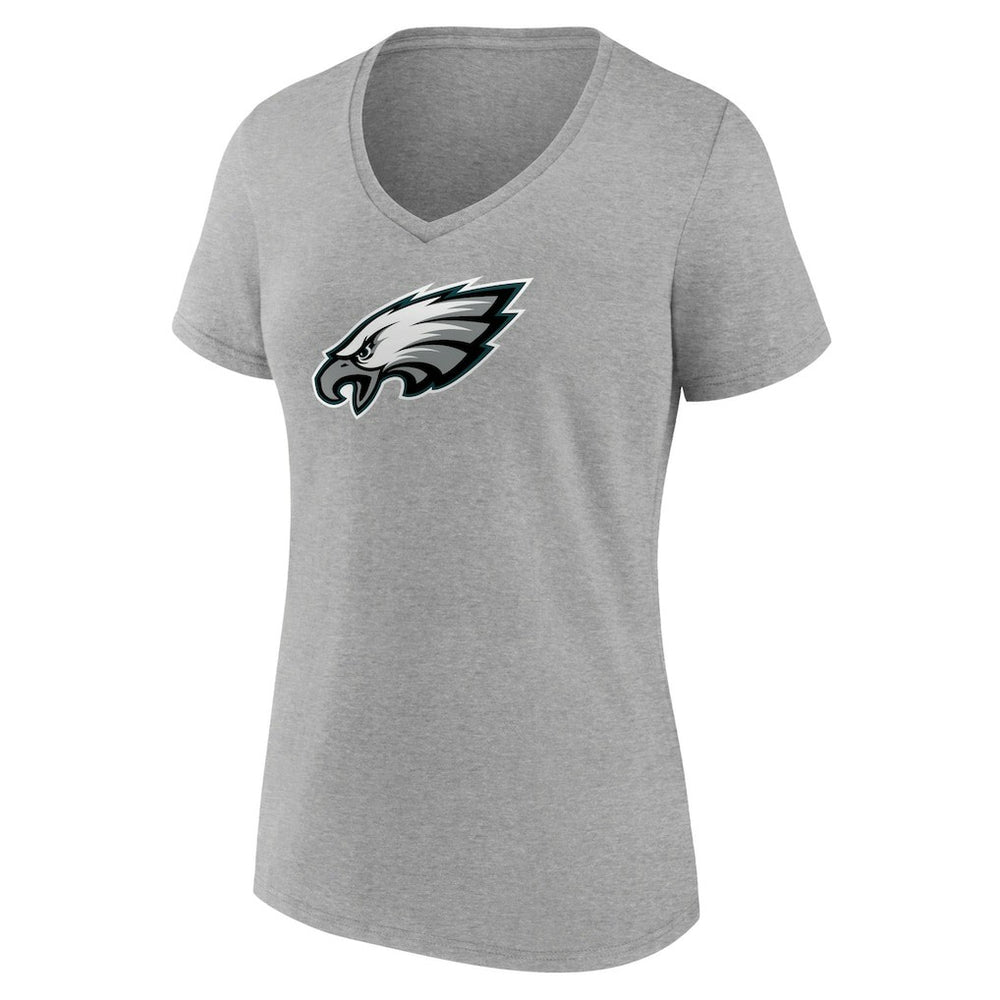 Philadelphia Eagles Women's Primary Team Logo V-Neck T-Shirt Heather Gray | NFL