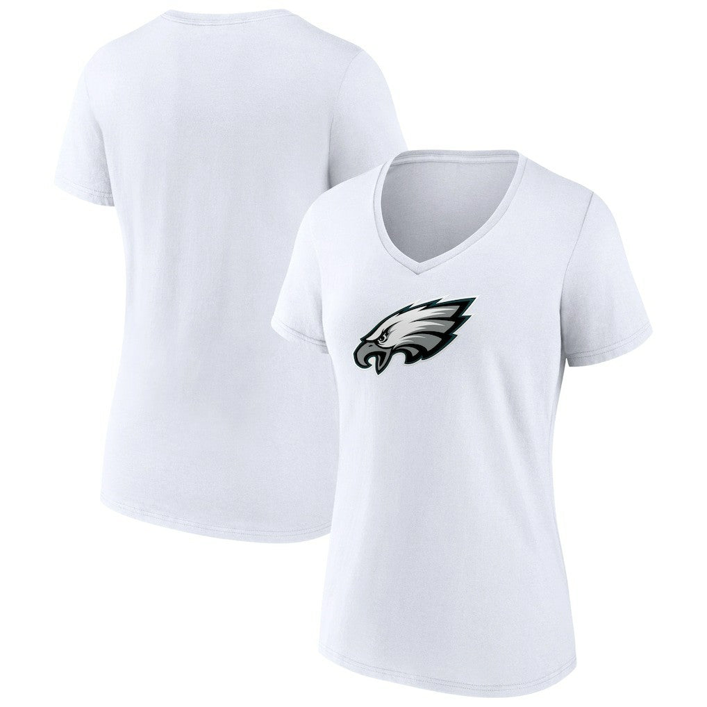 Philadelphia Eagles Women's Primary Team Logo V-Neck T-Shirt White | NFL