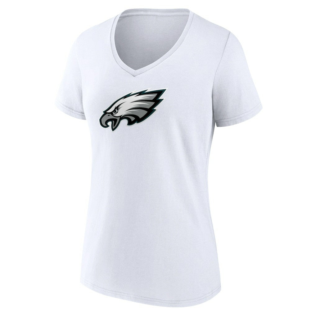 Philadelphia Eagles Women's Primary Team Logo V-Neck T-Shirt White | NFL