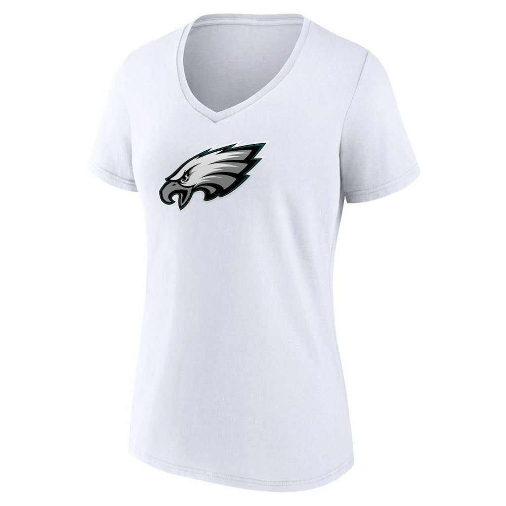 Philadelphia Eagles Women's Primary Team Logo V-Neck T-Shirt White | NFL