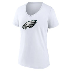 Philadelphia Eagles Women's Primary Team Logo V-Neck T-Shirt White | NFL