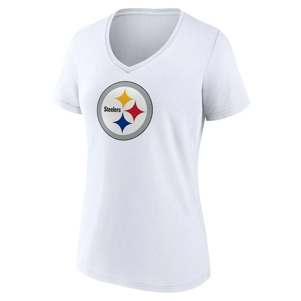 Pittsburgh Steelers Women's Primary Team Logo V-Neck T-Shirt White | NFL