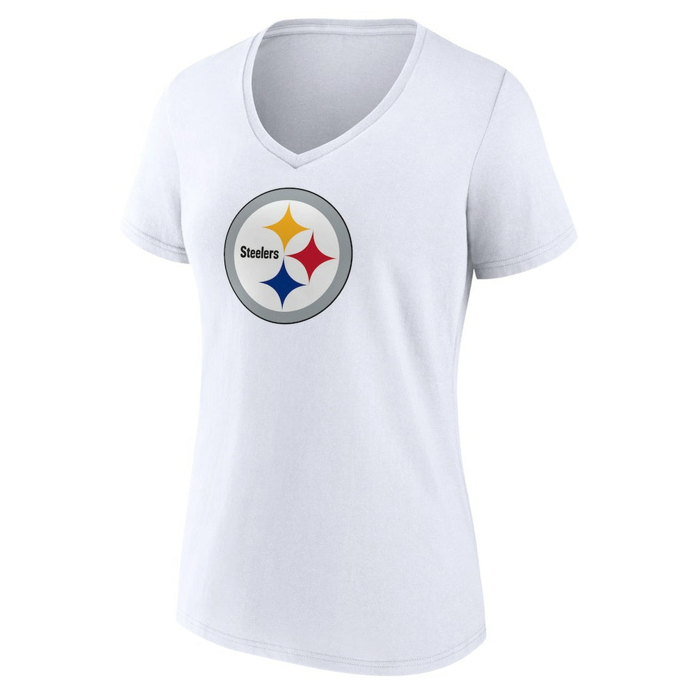 Pittsburgh Steelers Women's Primary Team Logo V-Neck T-Shirt White | NFL