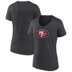 San Francisco 49ers Women's Primary Team Logo V-Neck T-Shirt Charcoal | NFL