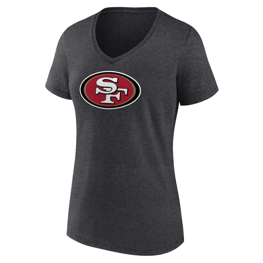 San Francisco 49ers Women's Primary Team Logo V-Neck T-Shirt Charcoal | NFL