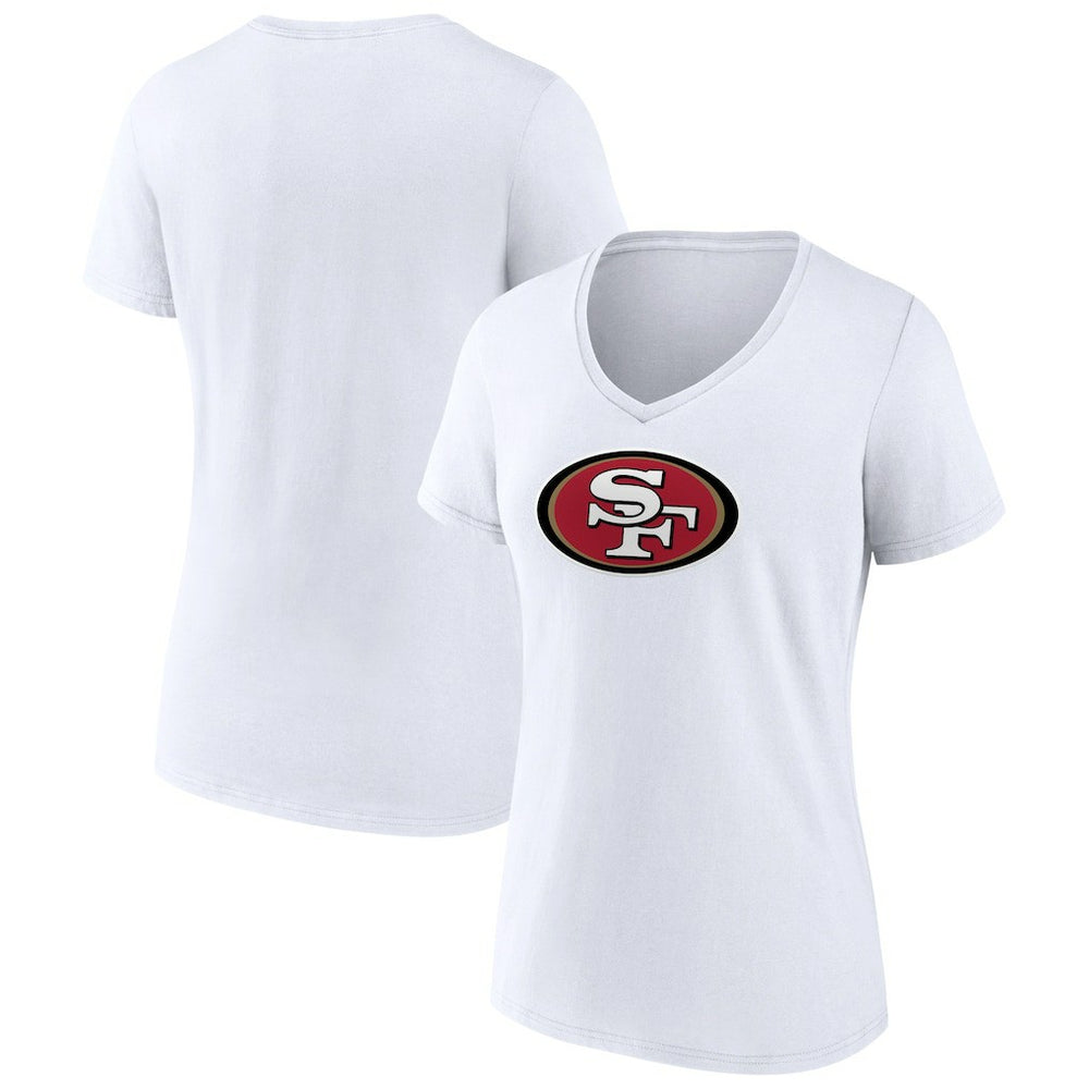 San Francisco 49ers Women's Primary Team Logo V-Neck T-Shirt White | NFL