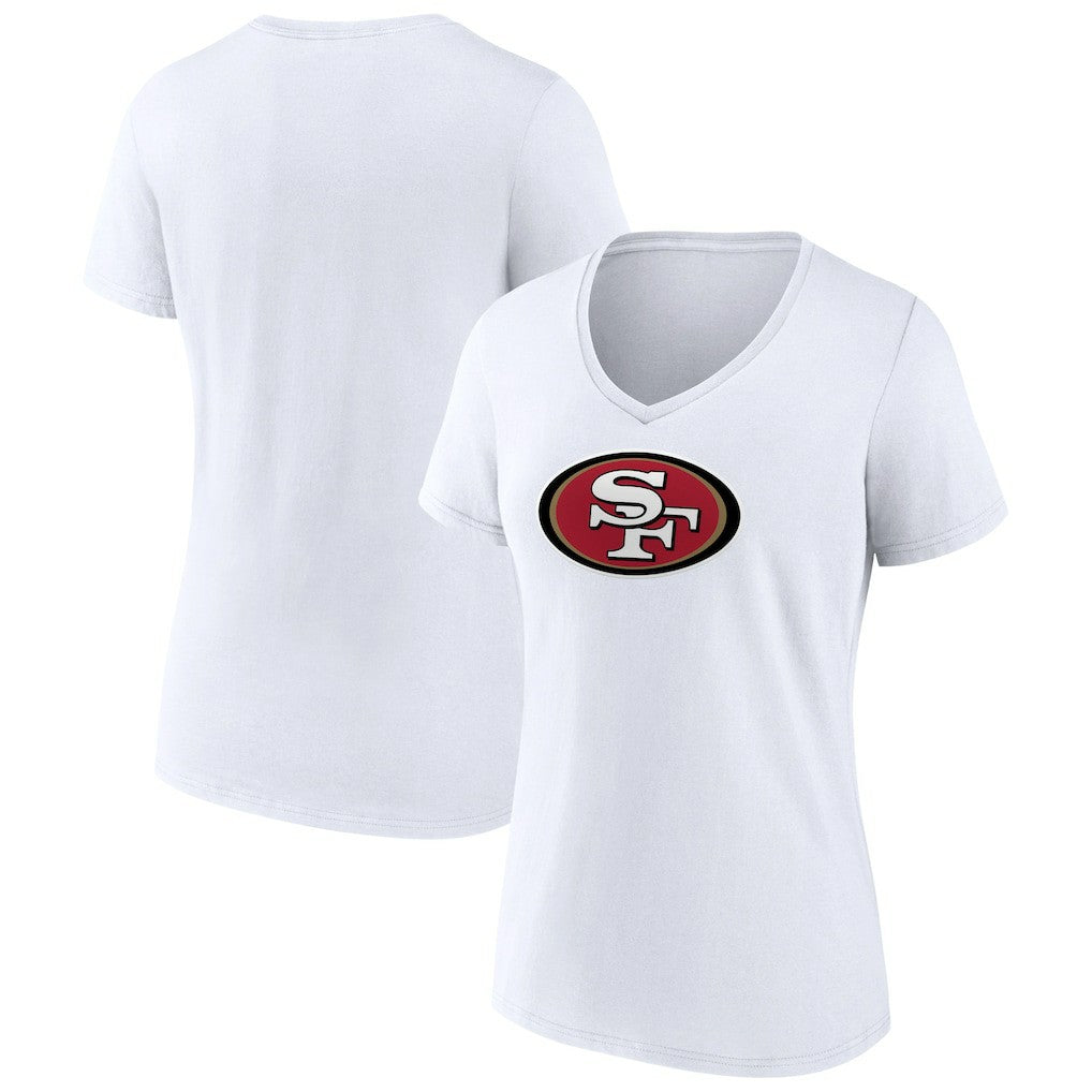 San Francisco 49ers Women's Primary Team Logo V-Neck T-Shirt White | NFL