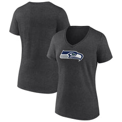 Seattle Seahawks Women's Primary Team Logo V-Neck T-Shirt Charcoal | NFL