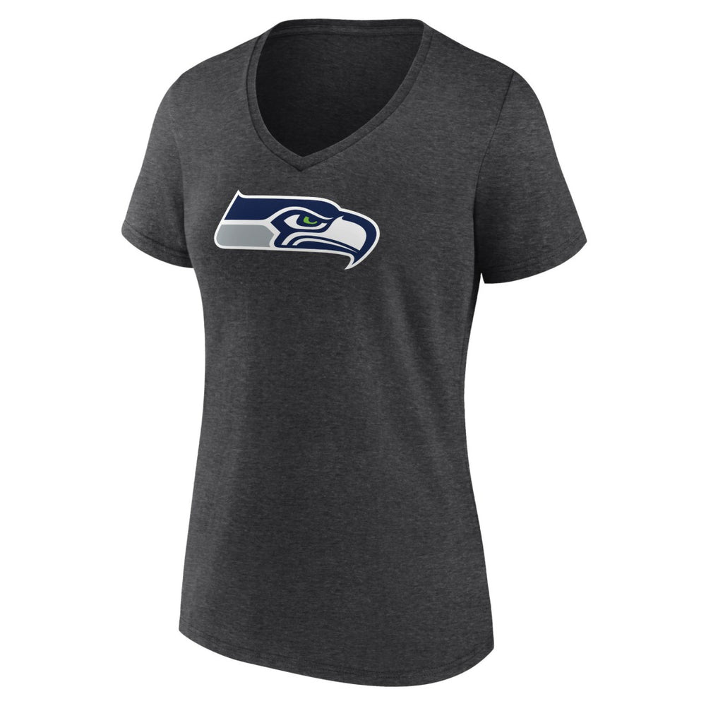 Seattle Seahawks Women's Primary Team Logo V-Neck T-Shirt Charcoal | NFL