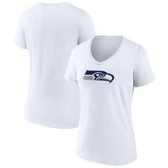 Seattle Seahawks Women's Primary Team Logo V-Neck T-Shirt White | NFL