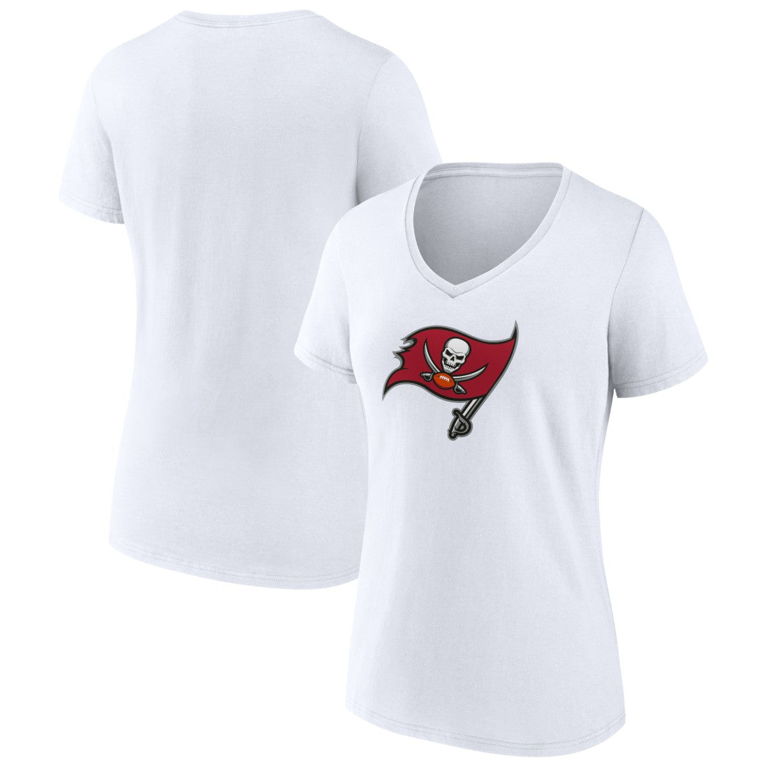 Tampa Bay Buccaneers Women's Primary Team Logo V-Neck T-Shirt White | NFL