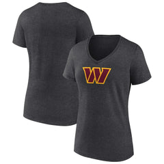 Washington Commanders Women's Primary Team Logo V-Neck T-Shirt Charcoal | NFL