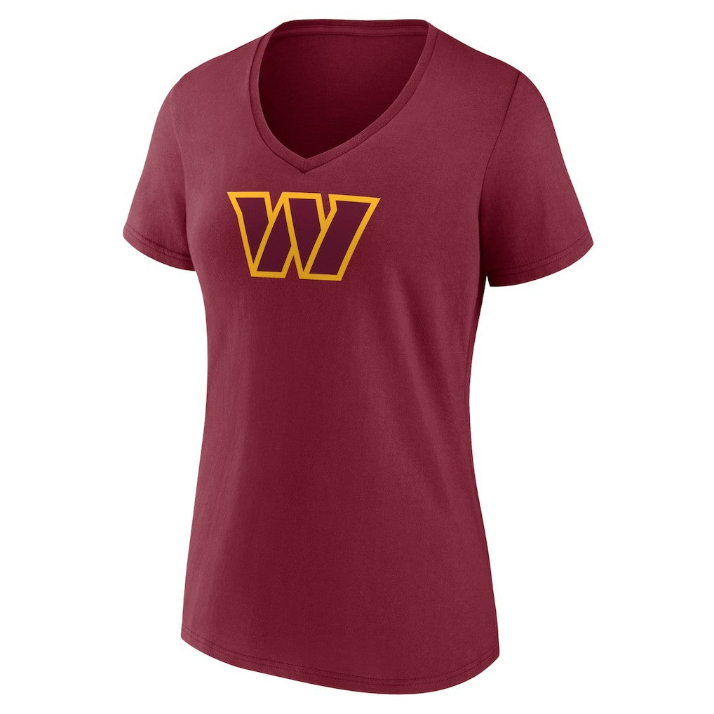 Washington Commanders Women's Primary Team Logo V-Neck T-Shirt Burgundy | NFL
