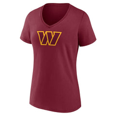 Washington Commanders Women's Primary Team Logo V-Neck T-Shirt Burgundy | NFL