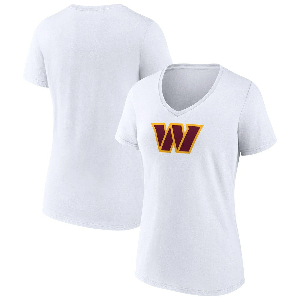 Washington Commanders Women's Primary Team Logo V-Neck T-Shirt White | NFL