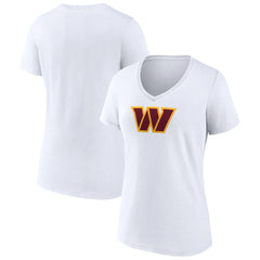 Washington Commanders Women's Primary Team Logo V-Neck T-Shirt White | NFL