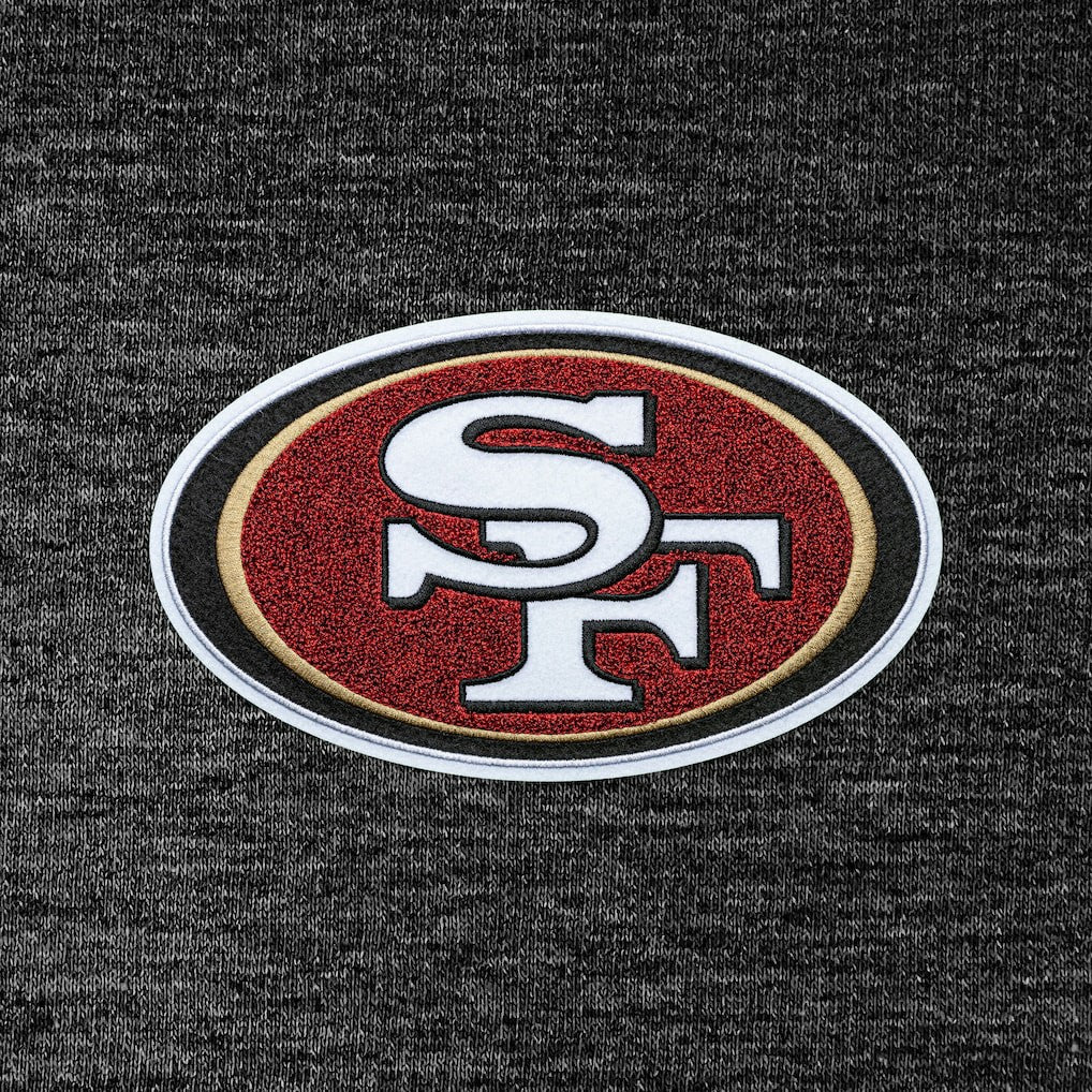 San Francisco 49ers Antigua Action Chenille Pullover Hoodie Heathered Black | NFL