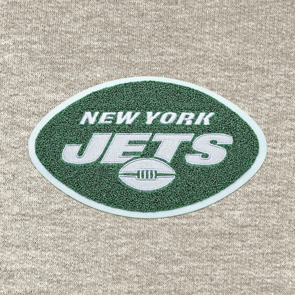 New York Jets Antigua Action Chenille Pullover Hoodie Oatmeal | NFL