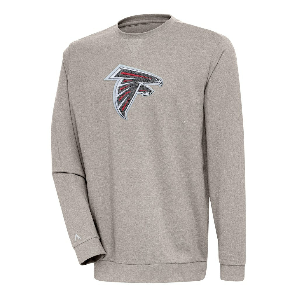 Atlanta Falcons Antigua Reward Chenille Pullover Crewneck Sweatshirt Oatmeal | NFL