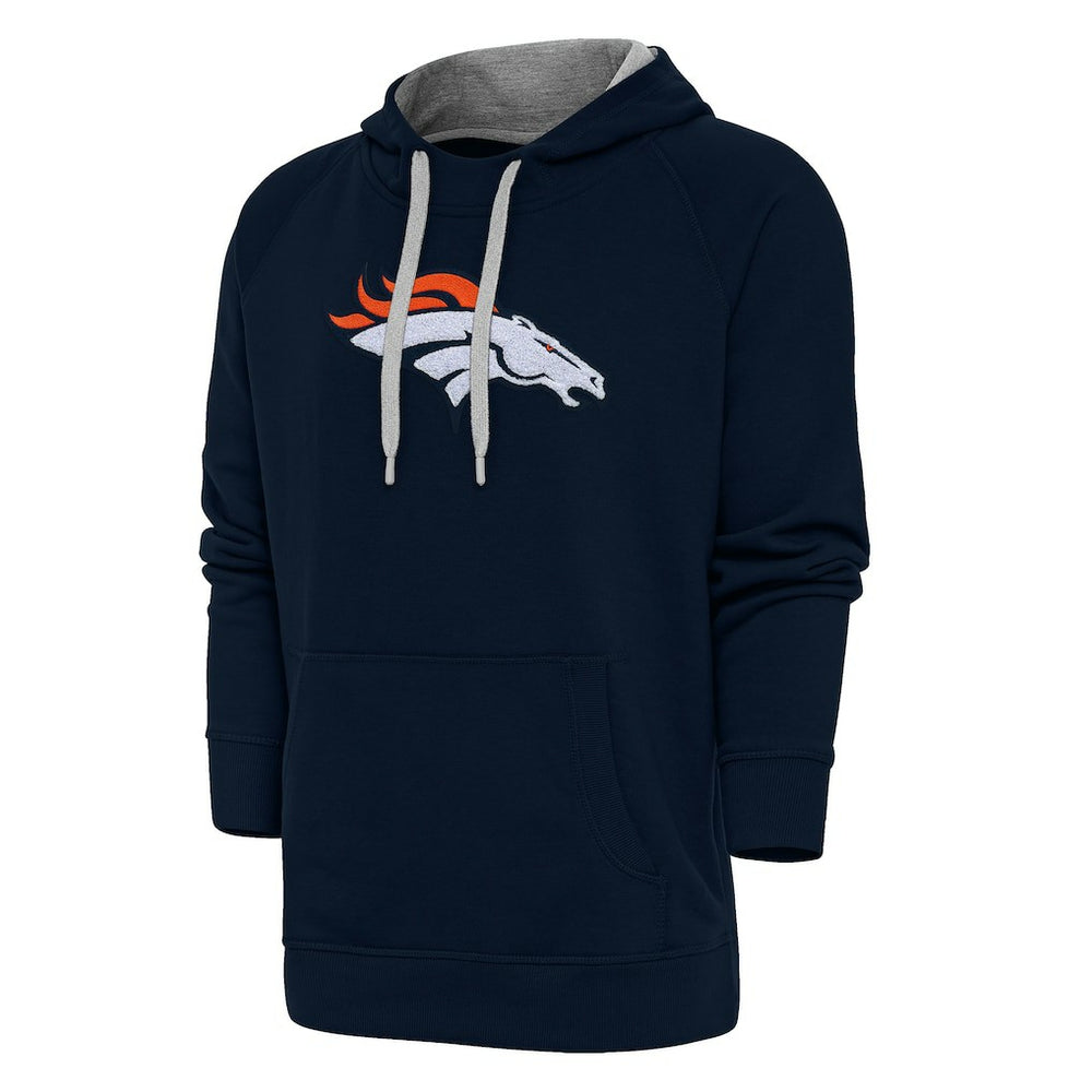Denver Broncos Antigua Victory Chenille Pullover Hoodie Navy | NFL