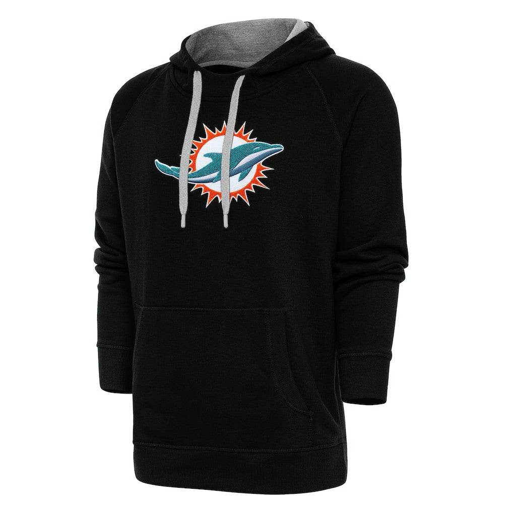 Miami Dolphins Antigua Victory Chenille Pullover Hoodie Black | NFL
