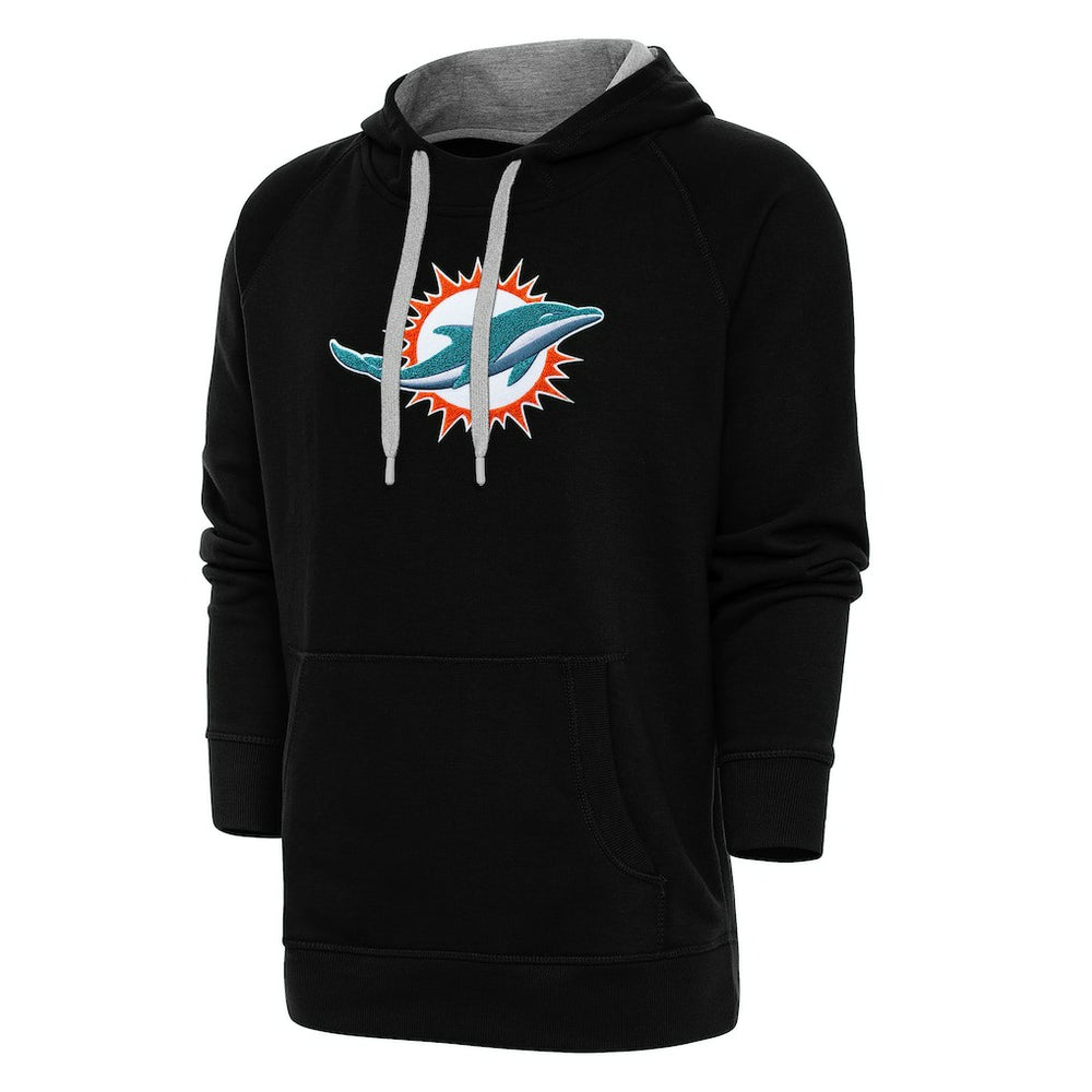 Miami Dolphins Antigua Victory Chenille Pullover Hoodie Black | NFL