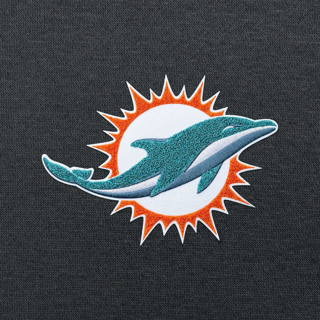 Miami Dolphins Antigua Victory Chenille Pullover Hoodie Charcoal | NFL
