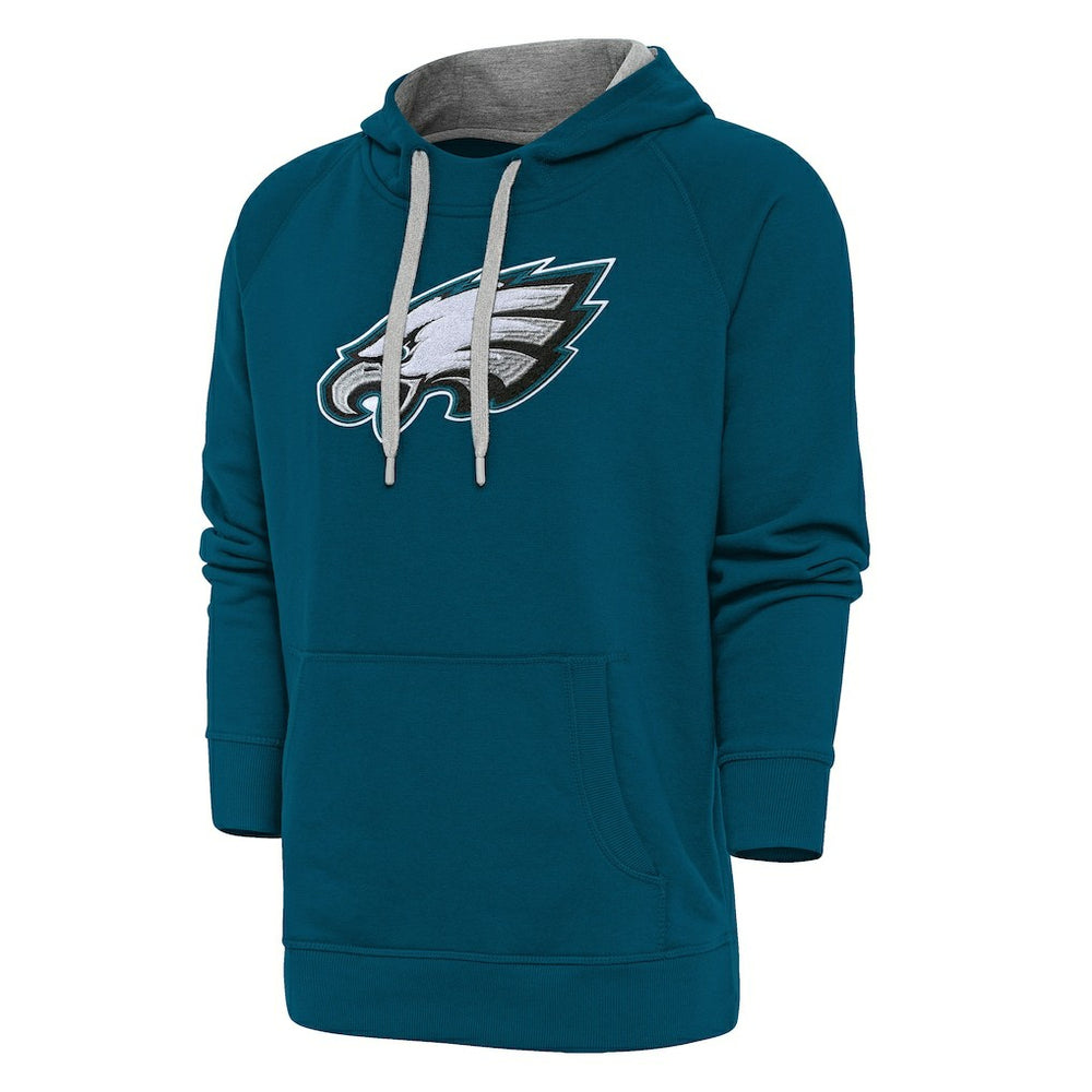 Philadelphia Eagles Antigua Victory Chenille Pullover Hoodie Midnight Green | NFL