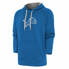 Detroit Lions Antigua Victory Chenille Pullover Hoodie Blue | NFL