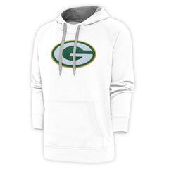Green Bay Packers Antigua Victory Chenille Pullover Hoodie White | NFL
