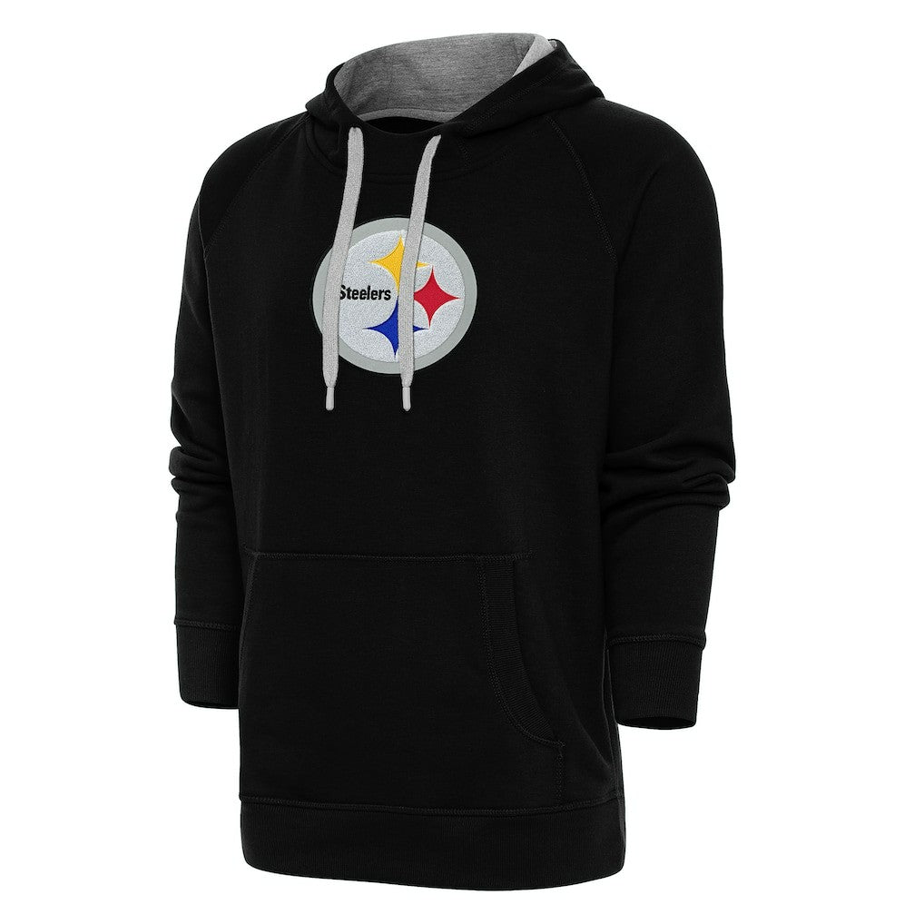 Pittsburgh Steelers Antigua Victory Chenille Pullover Hoodie Black | NFL