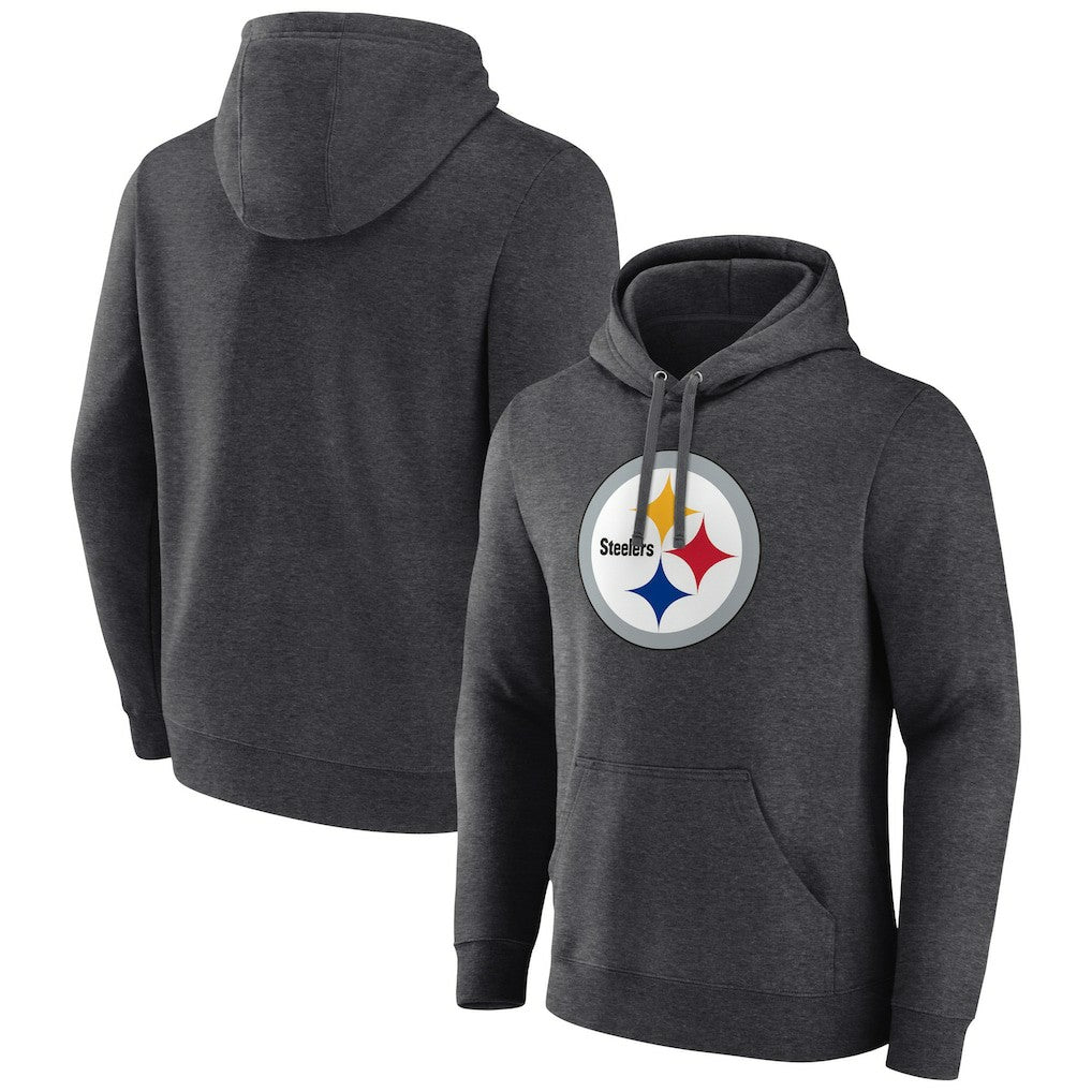 Pittsburgh Steelers Primary Team Logo Fitted Pullover Hoodie Charcoal | NFL