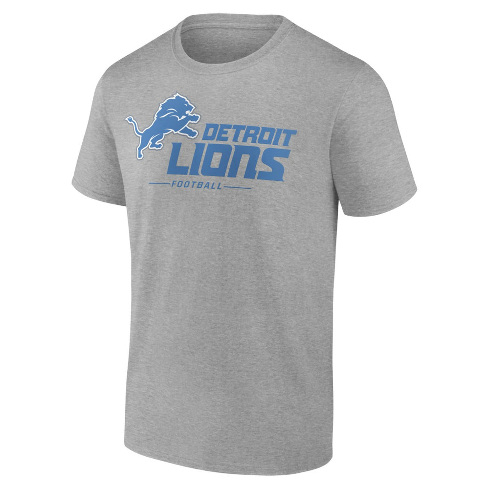 Detroit Lions Logo Team Lockup T-Shirt Heather Gray | NFL