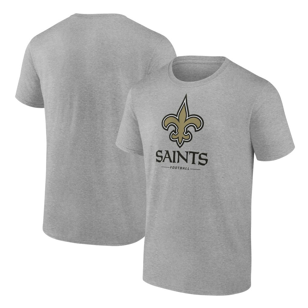 New Orleans Saints Logo Team Lockup T-Shirt Heather Gray | NFL