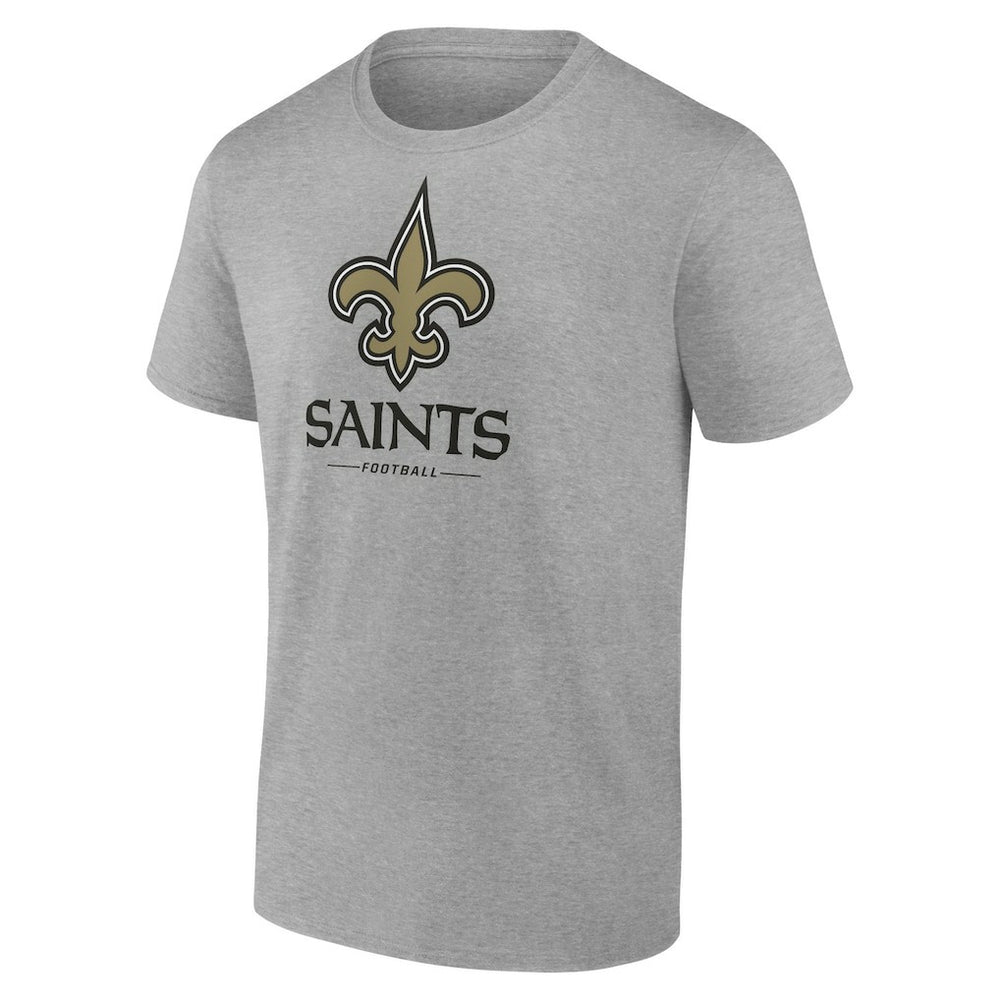 New Orleans Saints Logo Team Lockup T-Shirt Heather Gray | NFL