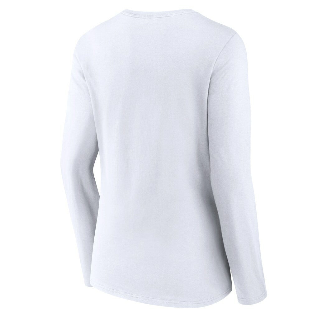 Kansas City Chiefs Women's Logo Team Lockup Long Sleeve V-Neck T-Shirt White | NFL